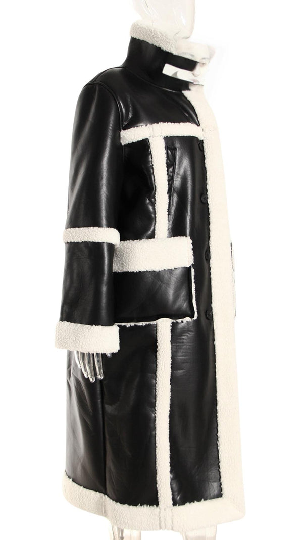 AIIZIE PATCHWORK FAUX FUR LEATHER COAT - product image