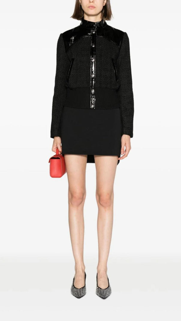 AIIZIE PATENT-TRIM TWEED BOMBER JACKET - product image