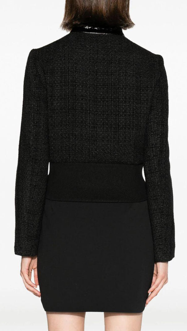 AIIZIE PATENT-TRIM TWEED BOMBER JACKET - product image