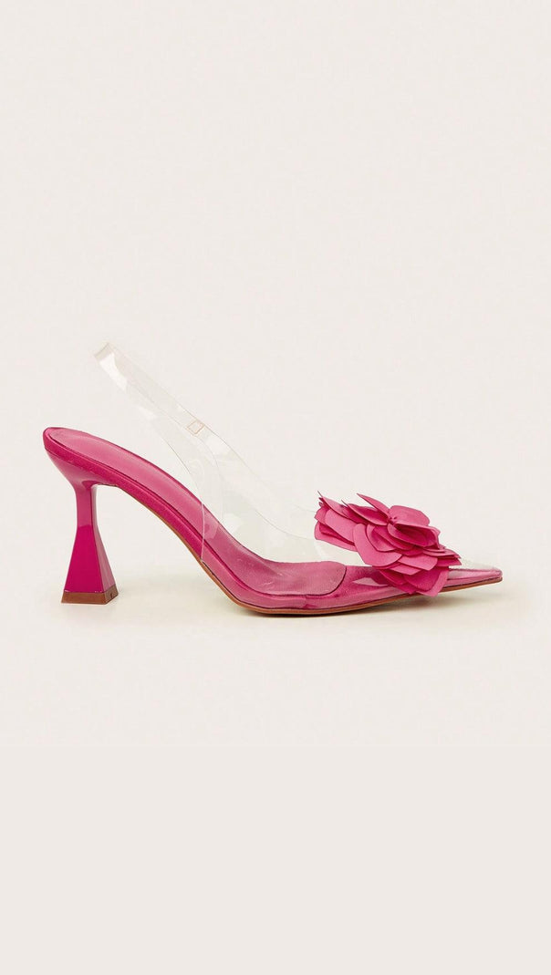 AIIZIE PINK FLOWER DECOR HEELS - product image