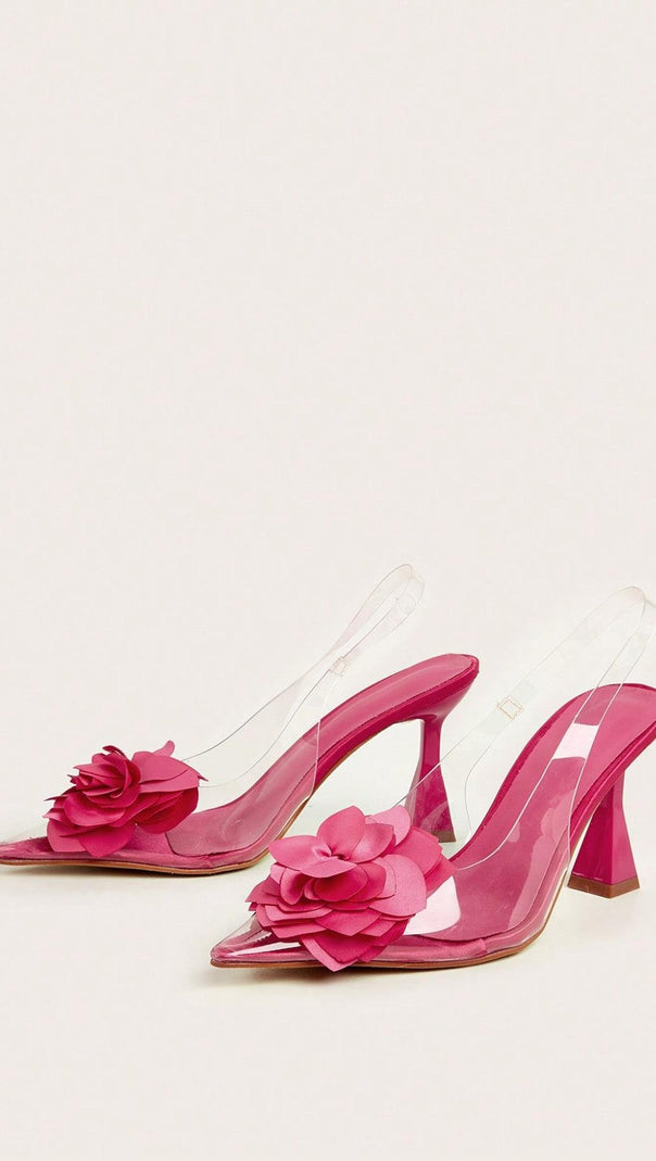 AIIZIE PINK FLOWER DECOR HEELS - product image