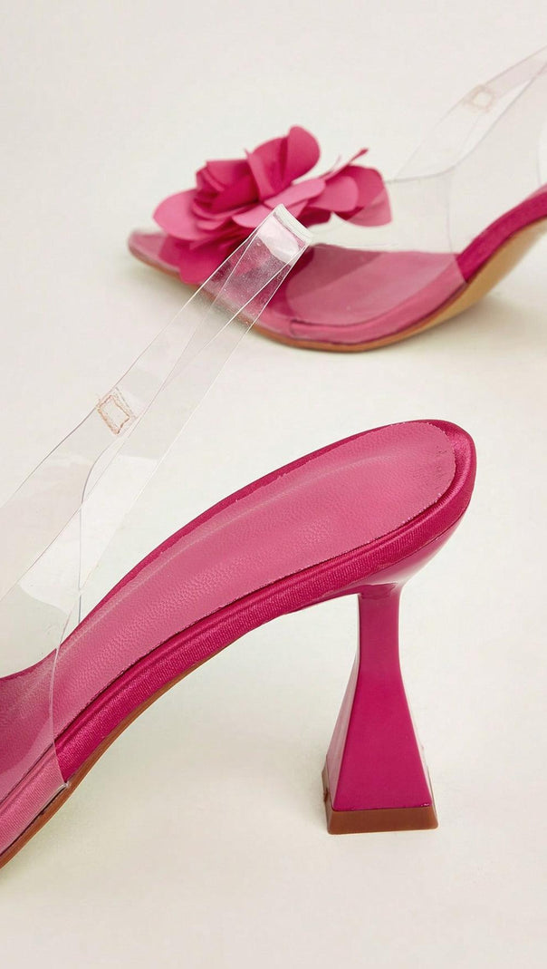 AIIZIE PINK FLOWER DECOR HEELS - product image