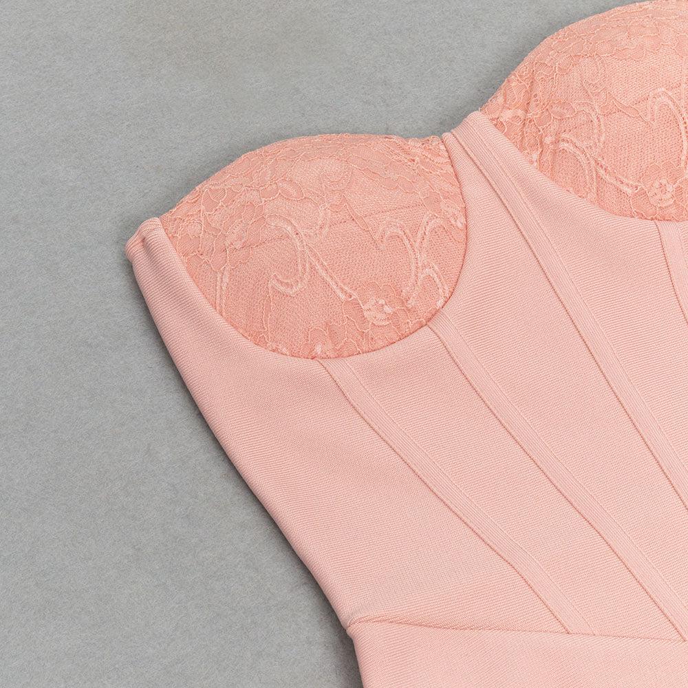 AIIZIE PINK STRAPLESS LACE CORSET MAXI DRESS - product image