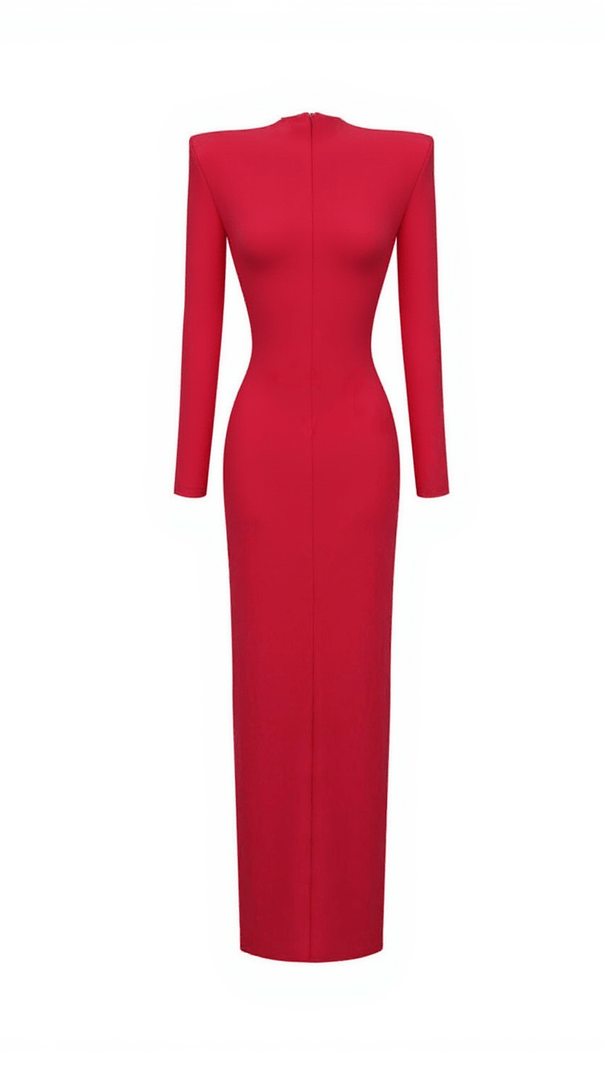 AIIZIE NAKANO V NECK RUCHED DRESS IN RED - product image