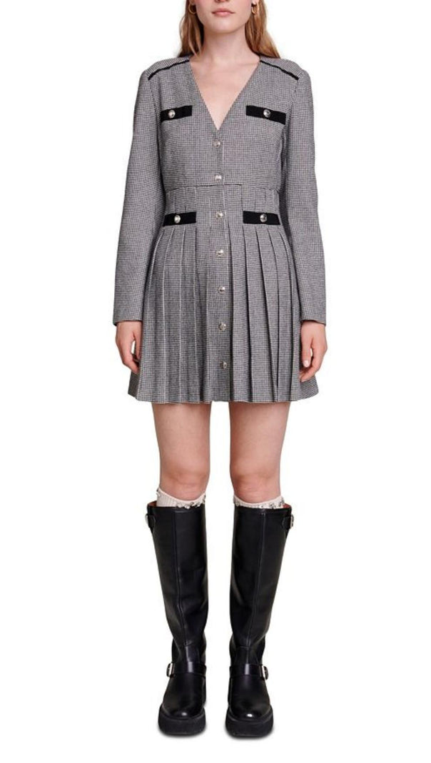 AIIZIE PLAID PLEATED SKIRT DRESS - product image
