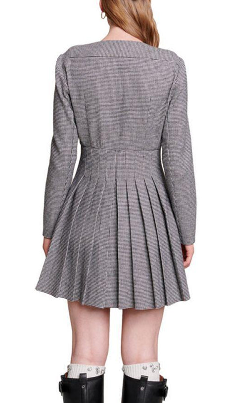 PLAID PLEATED SKIRT DRESS