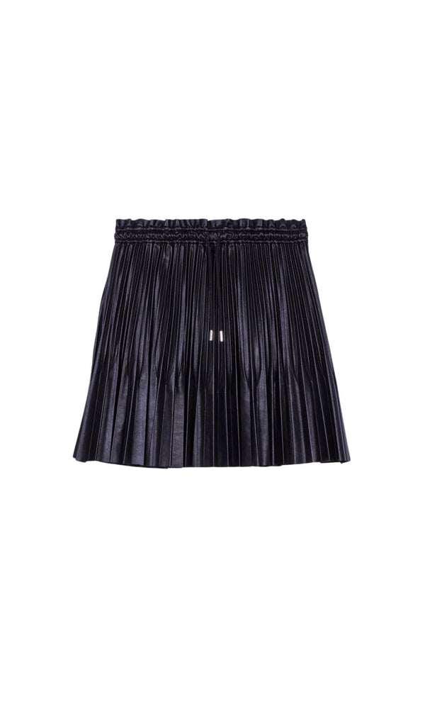 PLEATED FAUX LEATHER SKIRT