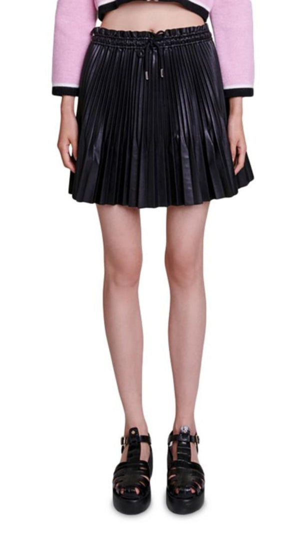 AIIZIE PLEATED FAUX LEATHER SKIRT - product image