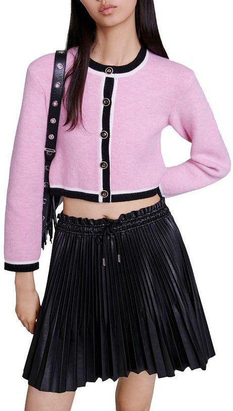 PLEATED FAUX LEATHER SKIRT