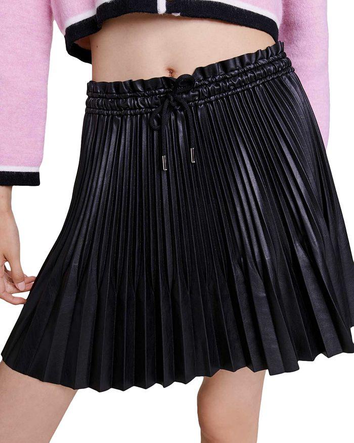 PLEATED FAUX LEATHER SKIRT