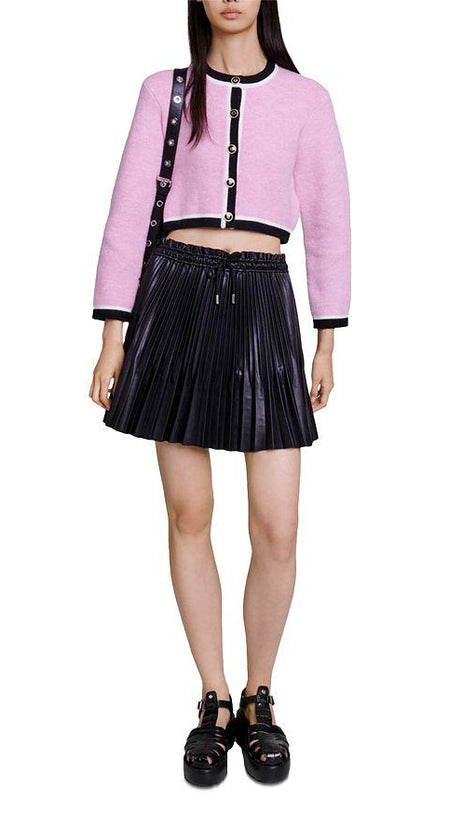 PLEATED FAUX LEATHER SKIRT