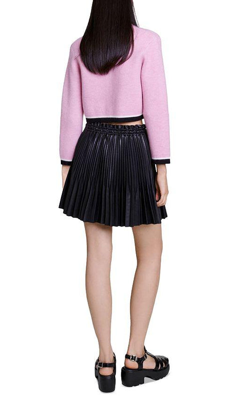 PLEATED FAUX LEATHER SKIRT
