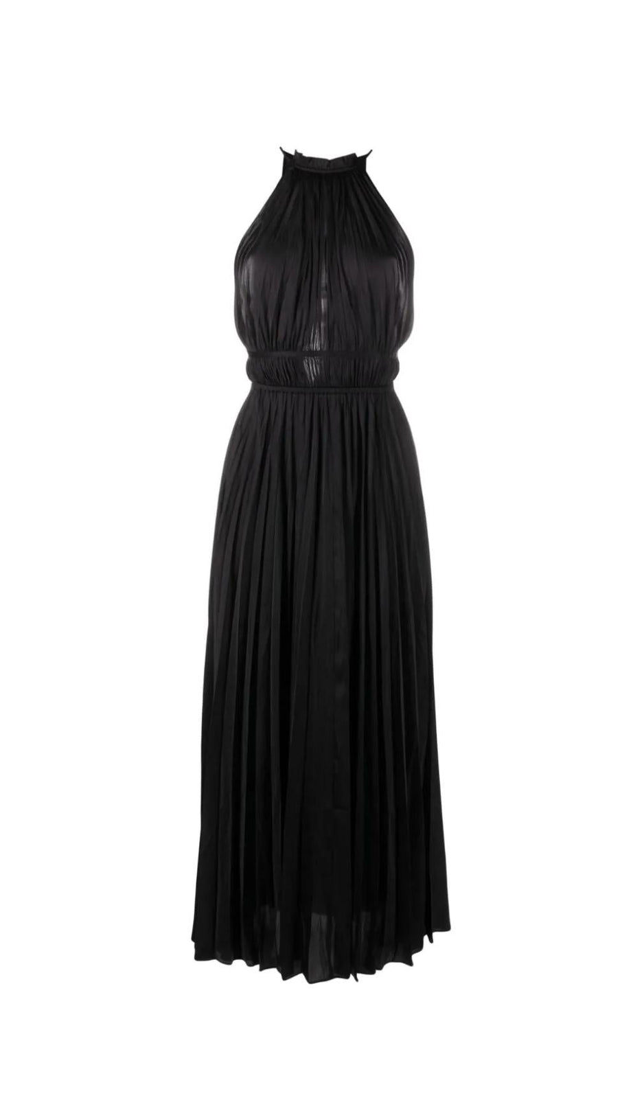 PLEATED SLEEVELESS MAXI DRESS
