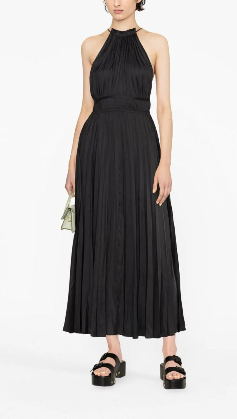 PLEATED SLEEVELESS MAXI DRESS