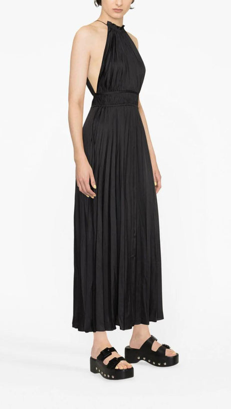 PLEATED SLEEVELESS MAXI DRESS