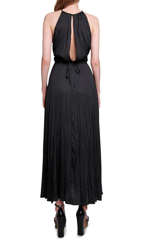 PLEATED SLEEVELESS MAXI DRESS