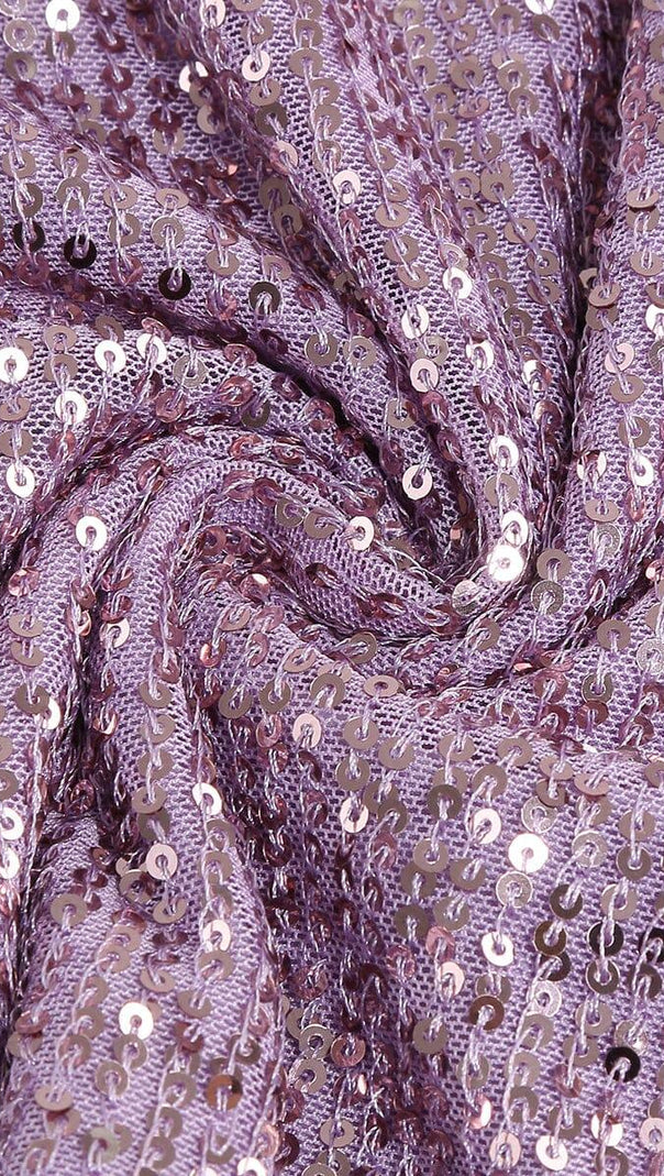 AIIZIE SEQUIN FEATHER STRAPLESS MINI DRESS IN PURPLE - product image
