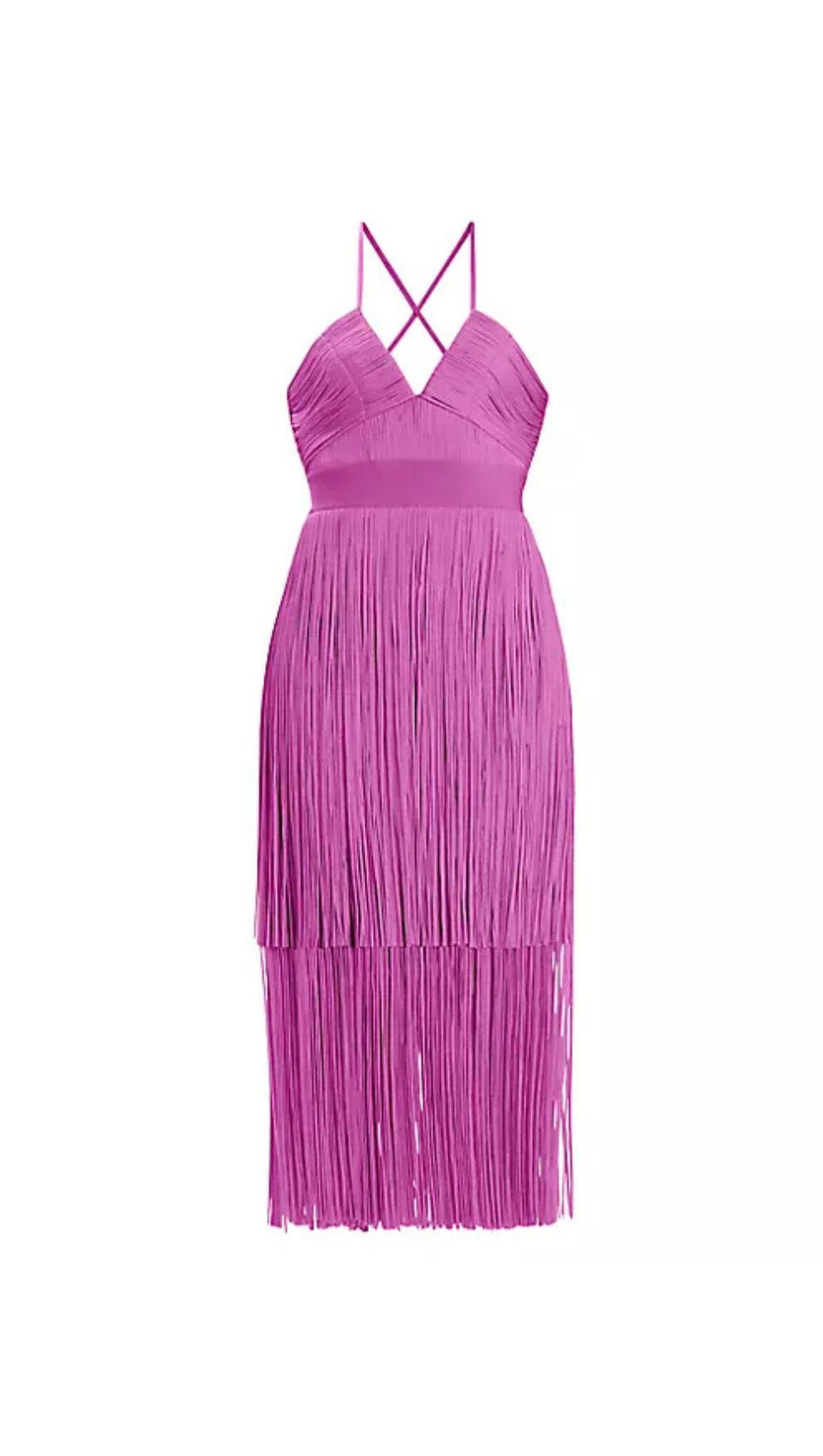 PLUNGING STRAPPY FRINGE DRESS