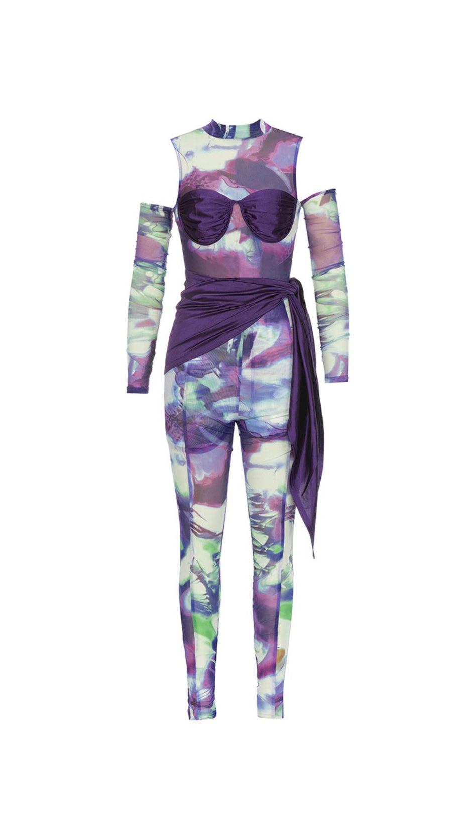 PRINT PANELS STRAPS SKINNY JUMPSUIT