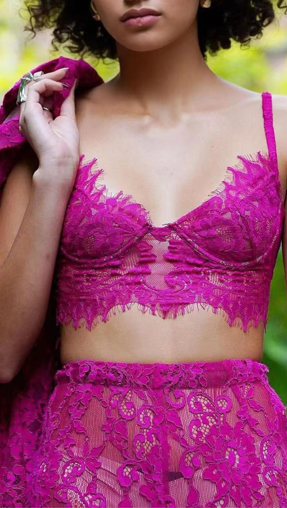 PURPLE LACE BRALETTE JACKET SUIT