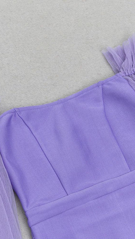 ABITO MIDI A MANICHE LUNGHE IN RETE VIOLA 