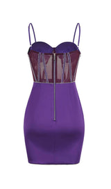 MESH CORSET MINI DRESS IN PURPLE