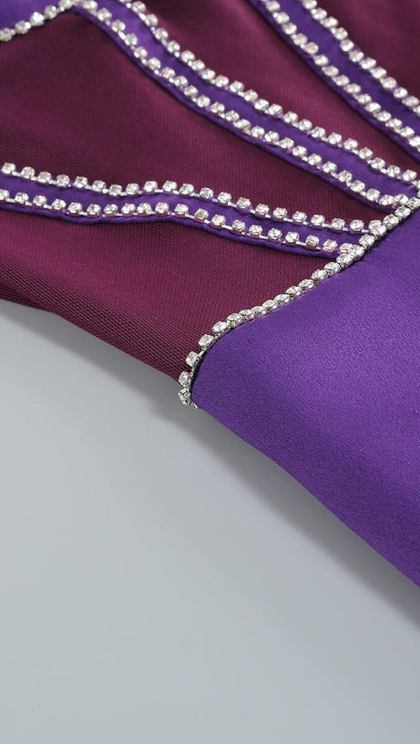 MINI ABITO CON CORSETTO IN RETE VIOLA