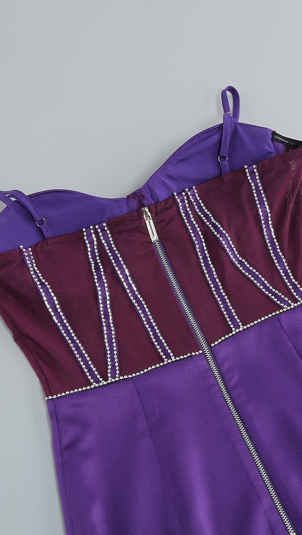 AIIZIE MESH CORSET MINI DRESS IN PURPLE - product image