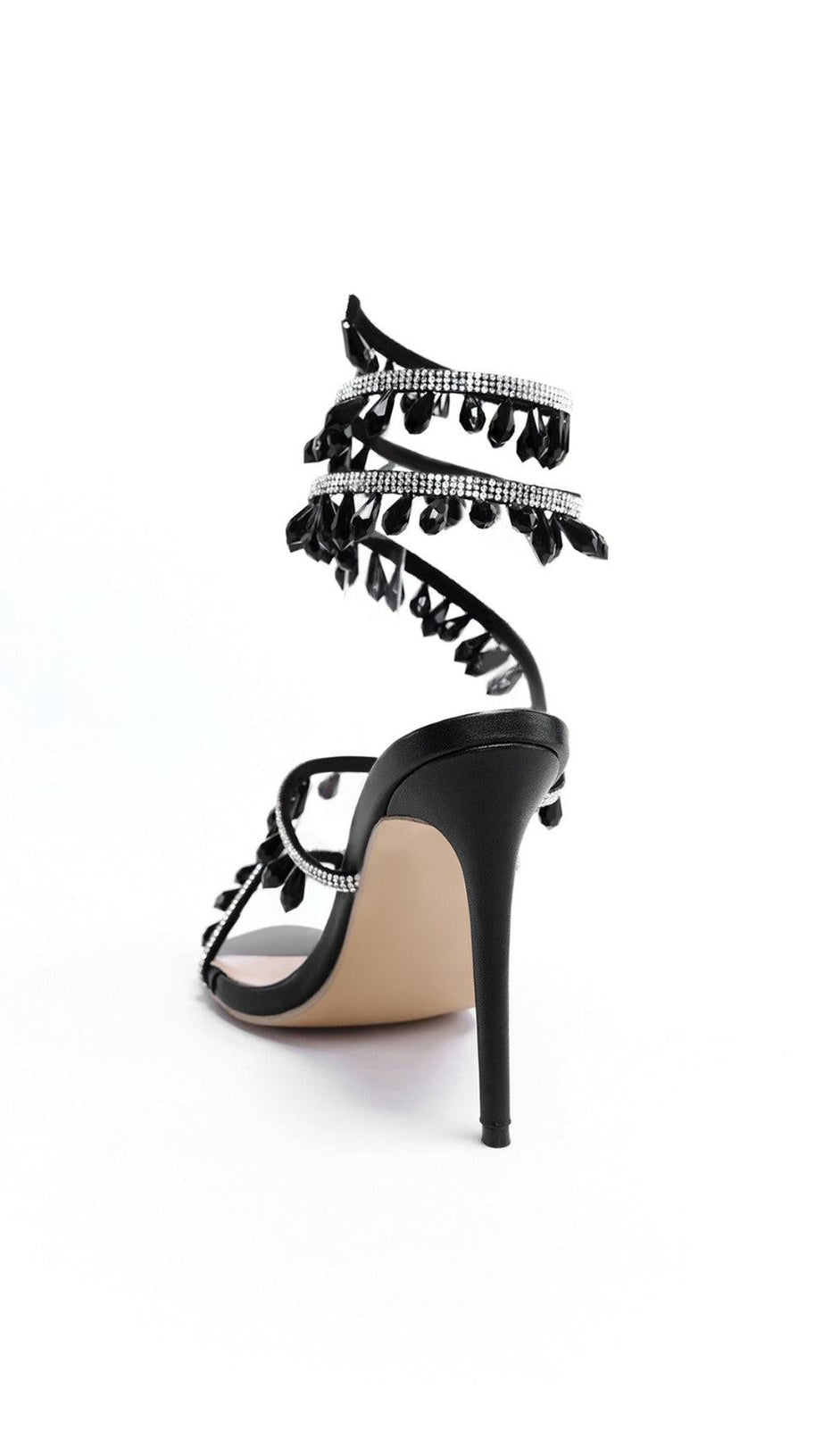 SANDALI A SPILLO CON STRASS ALLA CAVIGLIA