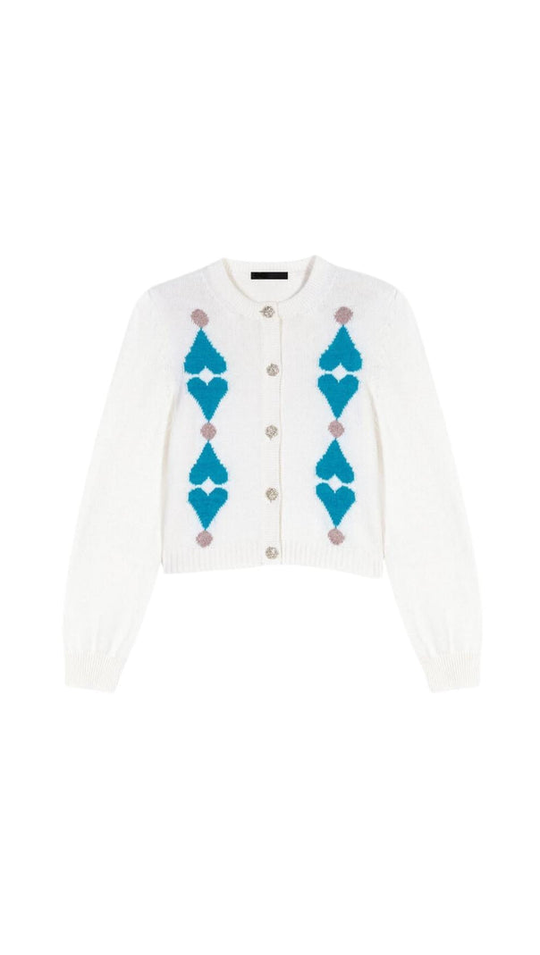 AIIZIE RHINESTONE HEART CROPPED CARDIGAN - product image