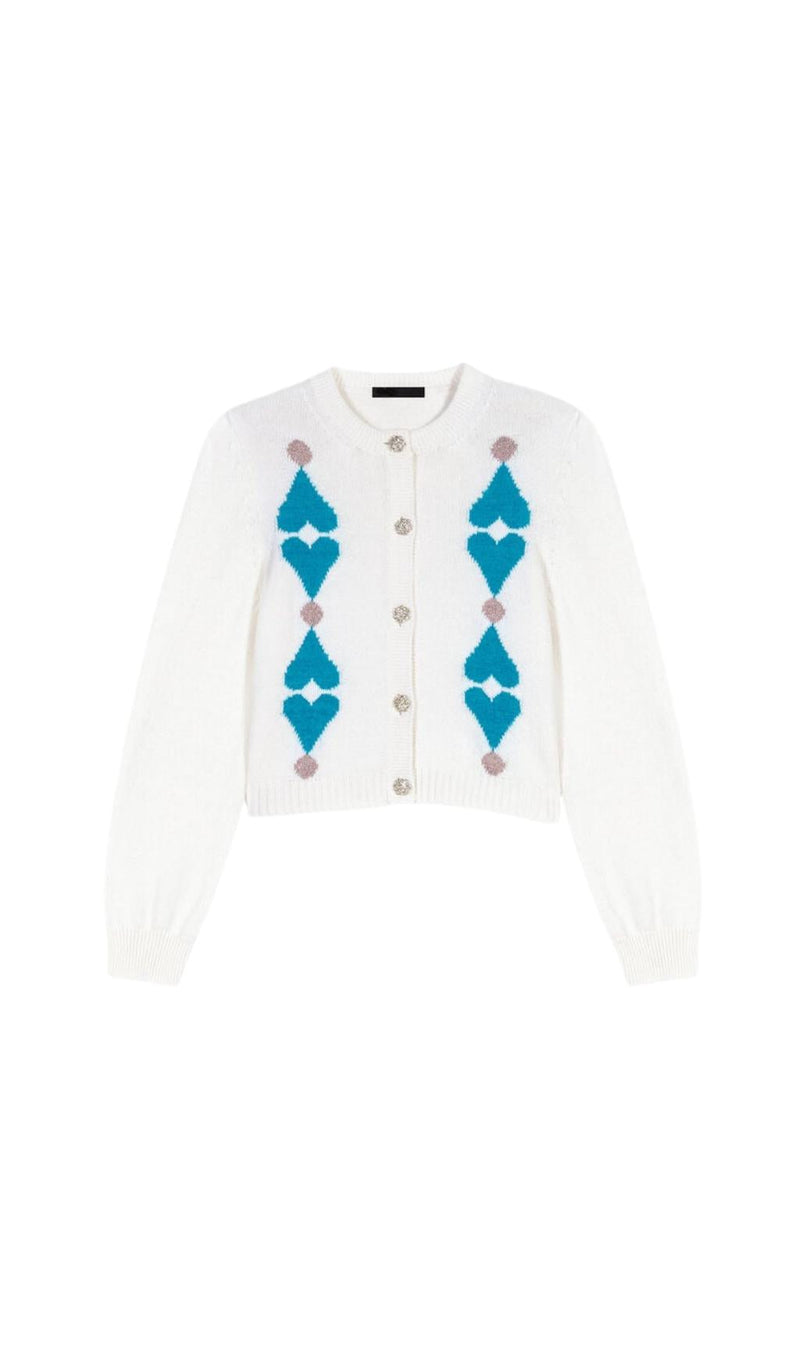 RHINESTONE HEART CROPPED CARDIGAN