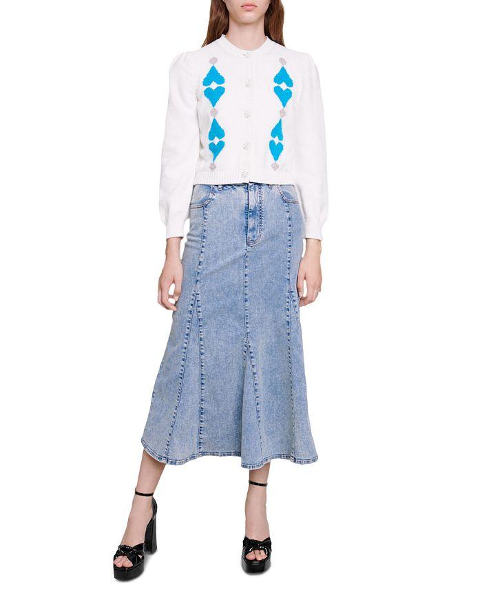 AIIZIE RHINESTONE HEART CROPPED CARDIGAN - product image