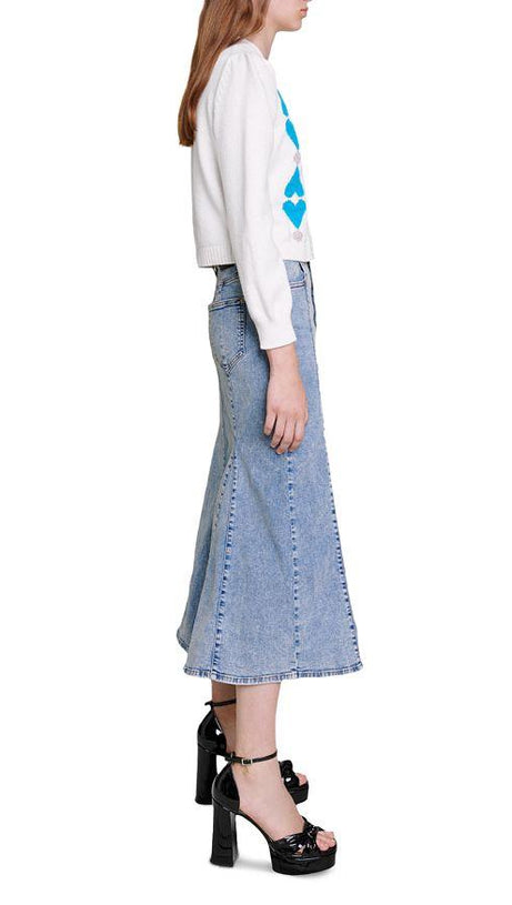 RHINESTONE HEART CROPPED CARDIGAN