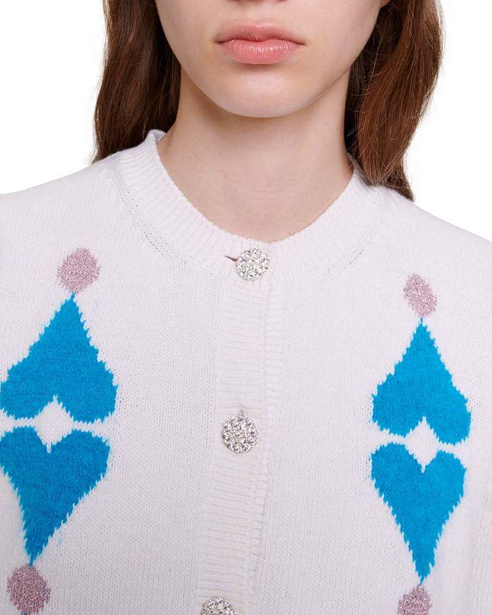 AIIZIE RHINESTONE HEART CROPPED CARDIGAN - product image