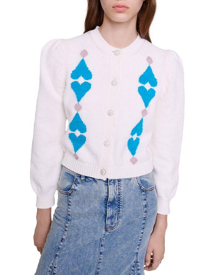 AIIZIE RHINESTONE HEART CROPPED CARDIGAN - product image