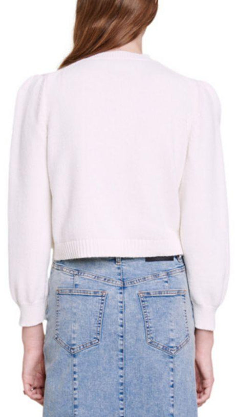 RHINESTONE HEART CROPPED CARDIGAN