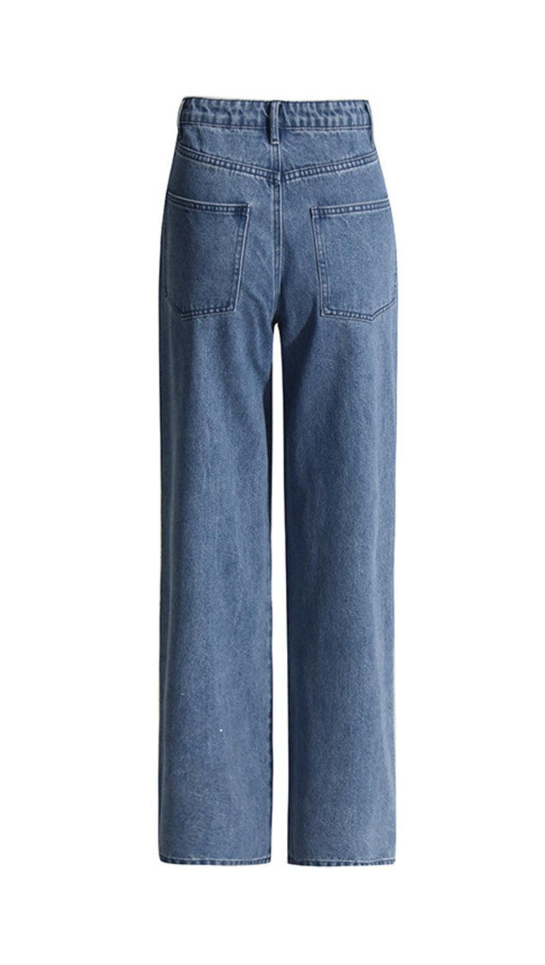 AIIZIE RHINESTONE PATCHWORK DENIM PANTS - product image