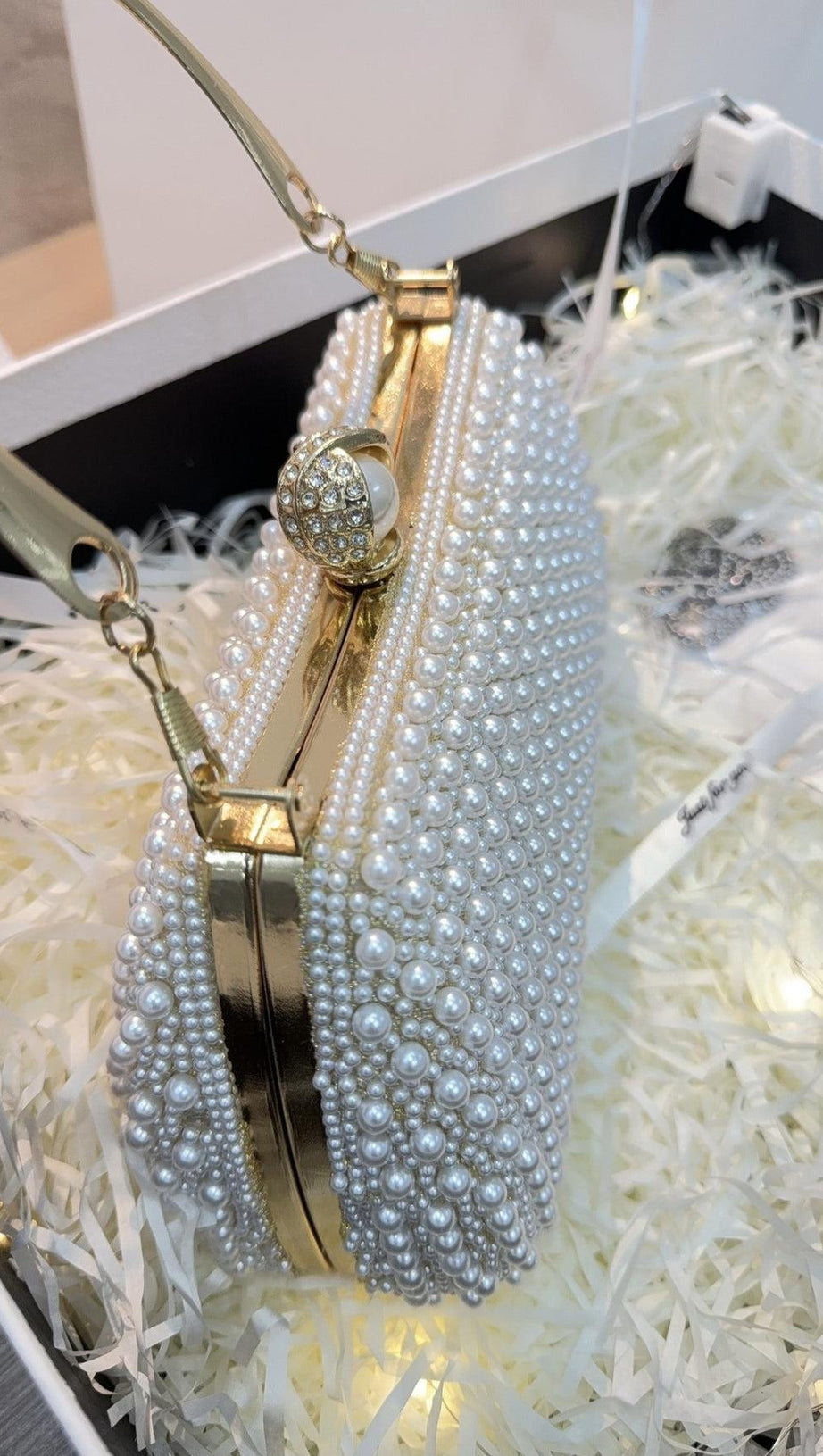 RHINESTONE PEARL BEADED CLUTCH