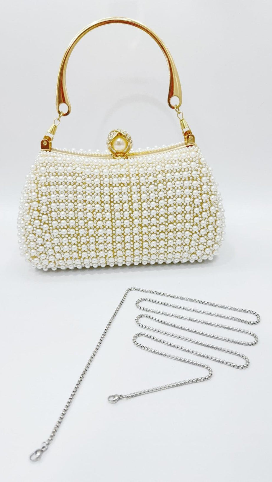 RHINESTONE PEARL BEADED CLUTCH