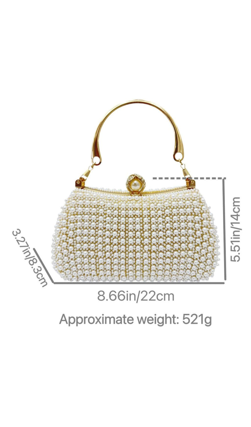 RHINESTONE PEARL BEADED CLUTCH