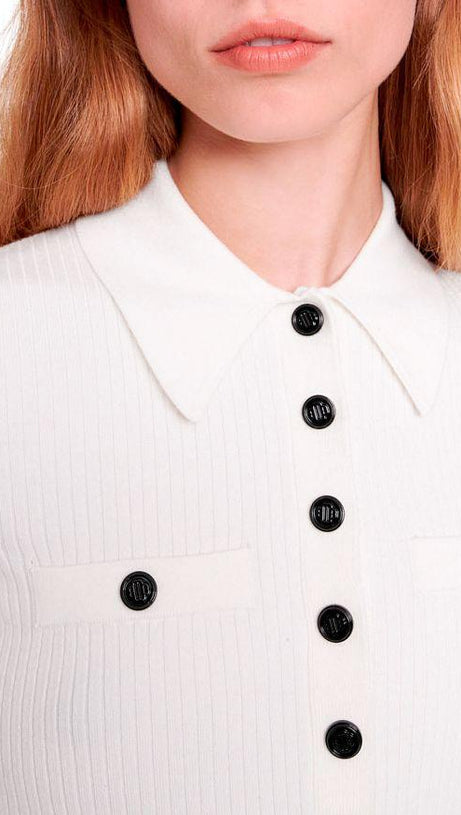 RIBBED KNIT POLO SHIRT