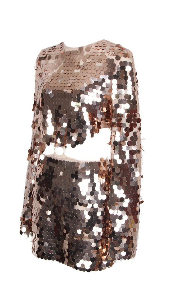 AIIZIE SPARKLING LONG SLEEVE MINI DRESS IN GOLD - product image