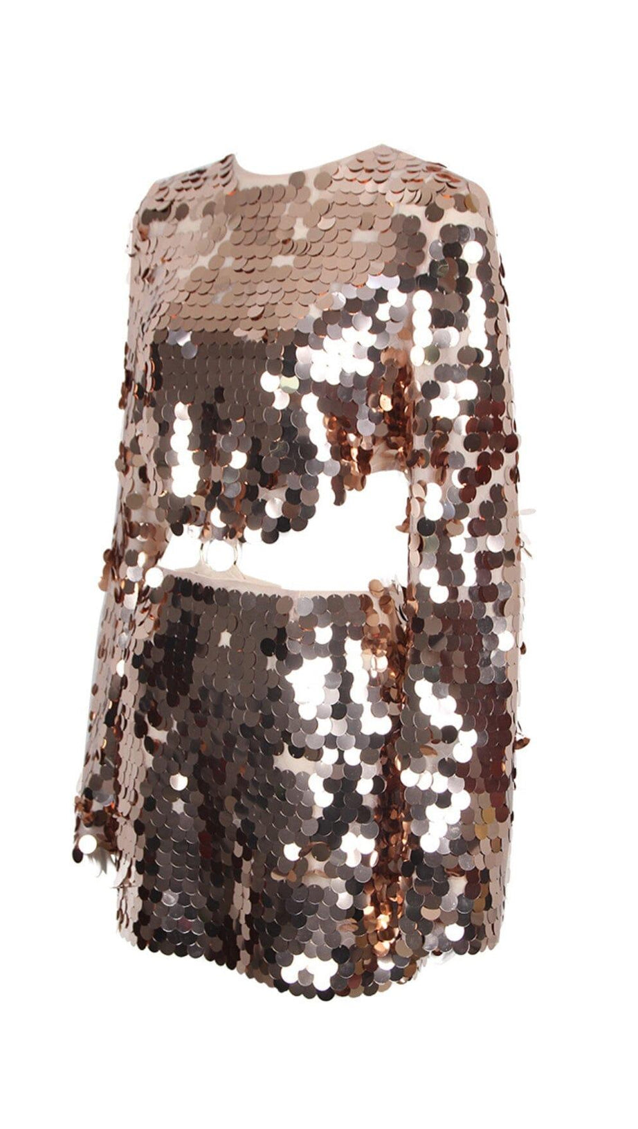 SPARKLING LONG SLEEVE MINI DRESS IN GOLD