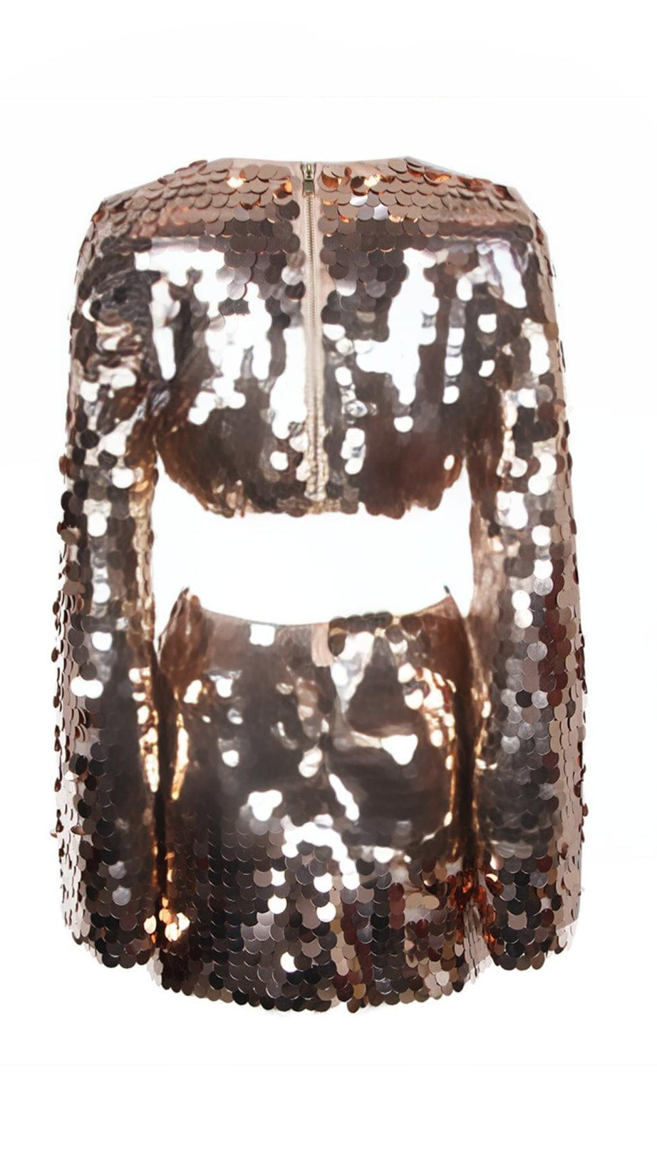 SPARKLING LONG SLEEVE MINI DRESS IN GOLD