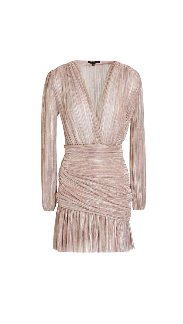 AIIZIE RUNNYLO RUCHED METALLIC MESH MINI DRESS - product image