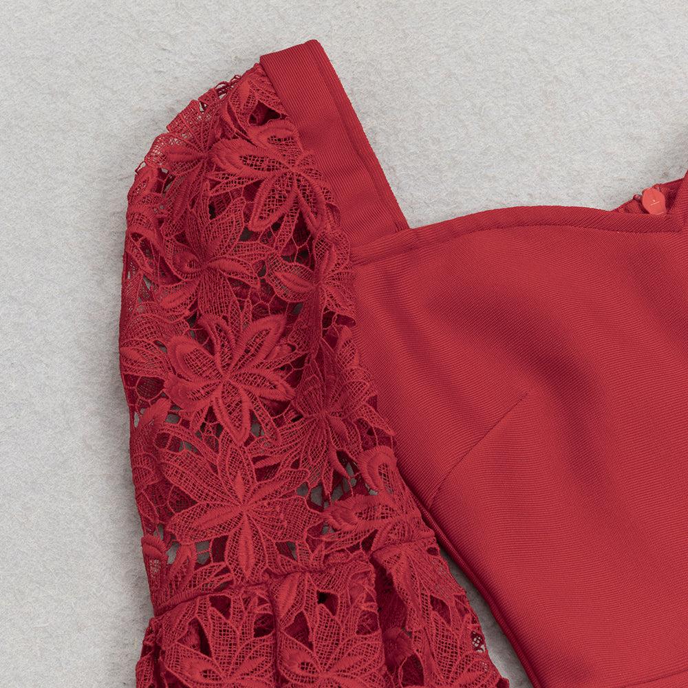 AIIZIE LACE SLEEVE MERMAID MAXI DRESS IN RED - product image