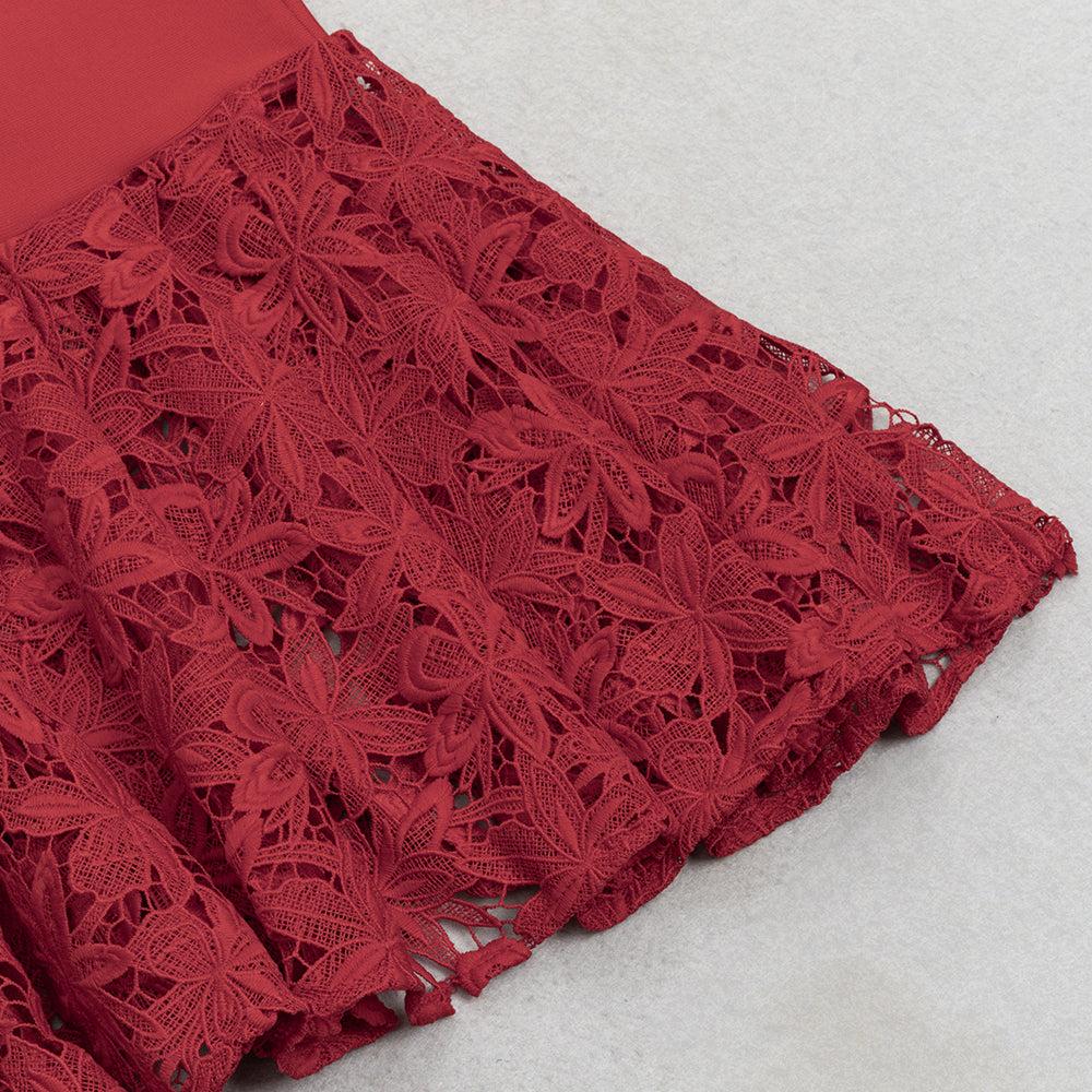 AIIZIE LACE SLEEVE MERMAID MAXI DRESS IN RED - product image