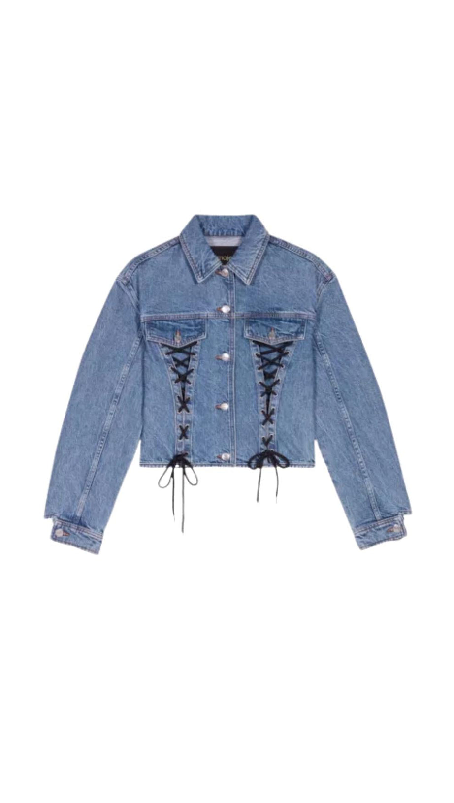 Jeansjacke aus Baumwollmischung mit Schnürdetails 