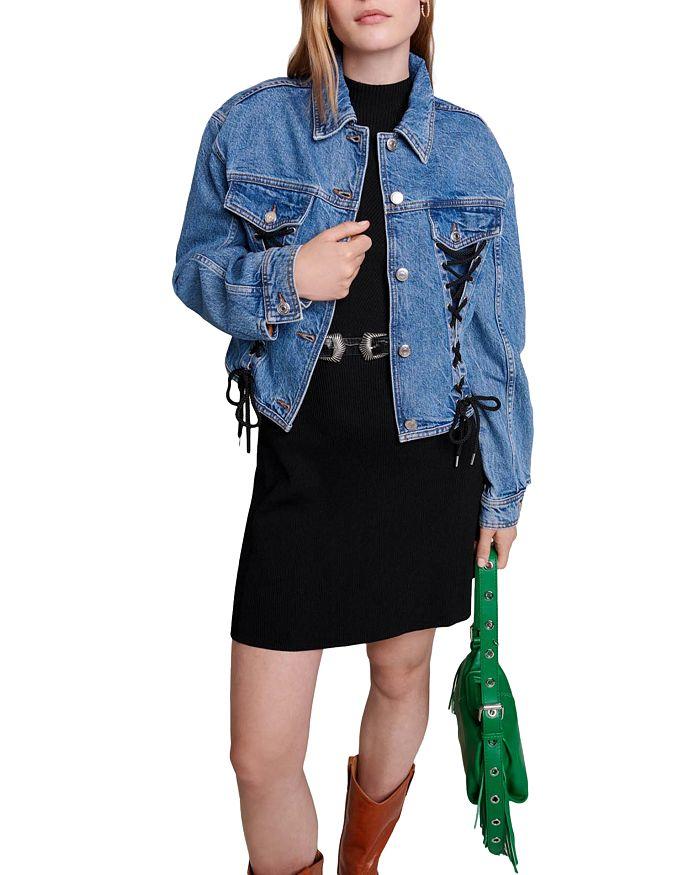 AIIZIE LACED-DETAIL COTTON-BLEND DENIM JACKET - product image