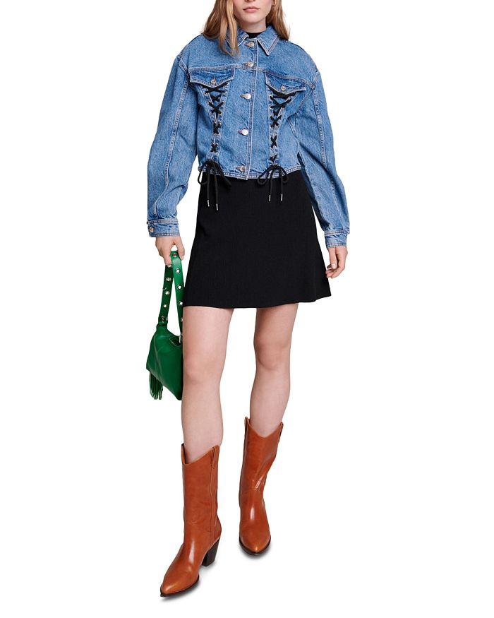 AIIZIE LACED-DETAIL COTTON-BLEND DENIM JACKET - product image